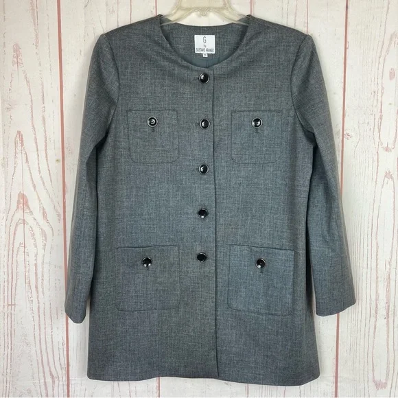 G by Gustavo Arango Size 16 Pocketed Jacket Blazer Duster Button Stretch Career - Picture 1 of 9